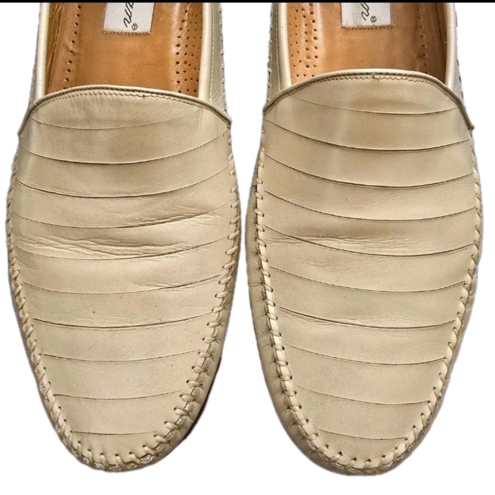 Vtg Mezlan Men Shoes US 11 M Loafers Slip On Beige Calf Skin Leather Made Spain - Picture 7 of 14